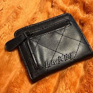Black Quilted Heart Wallet approx 4” x 3 1/2”